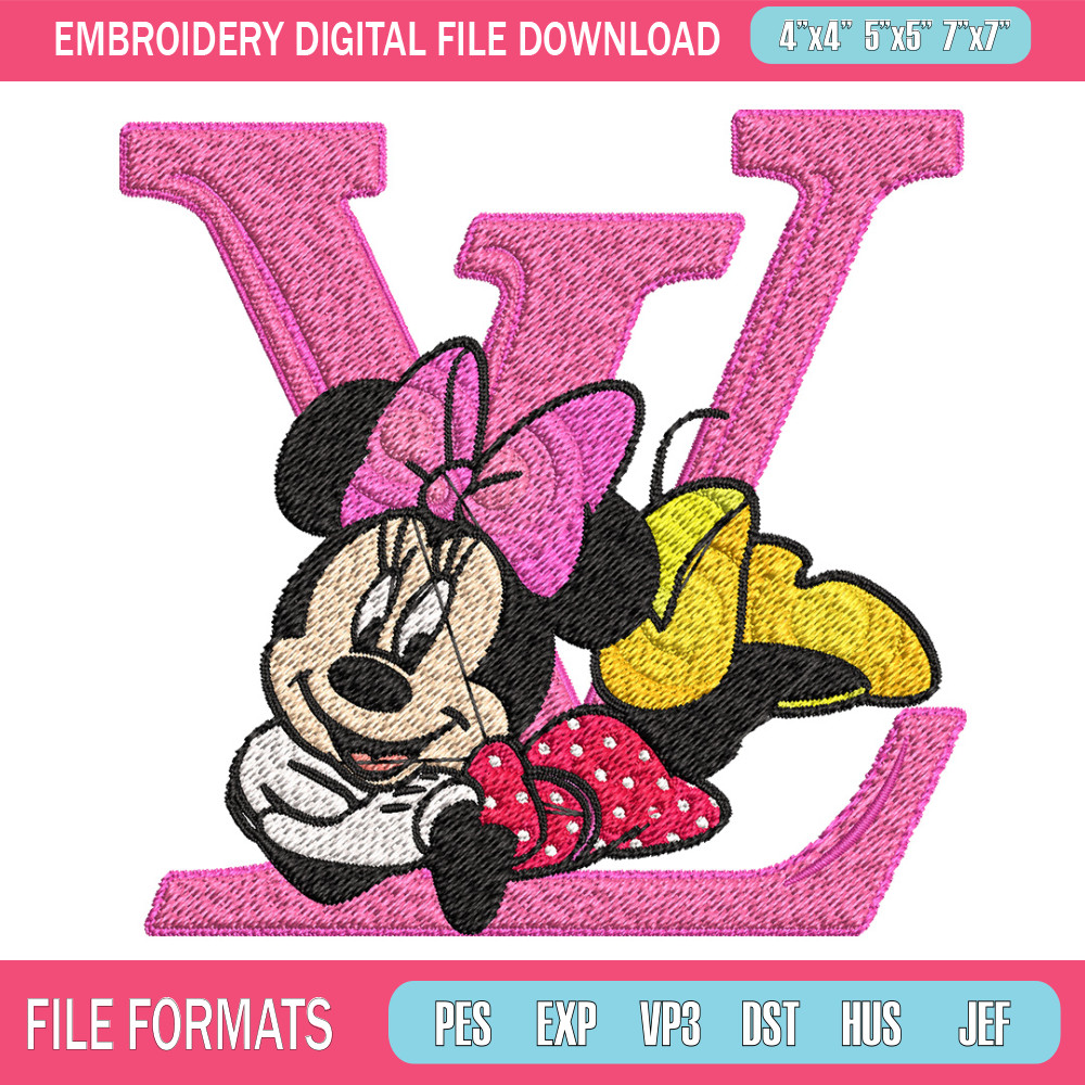 Minnie pink lv Embroidery Design, Lv Embroidery, Brand Embroidery, Embroidery File, Logo shirt, Digital download.jpg