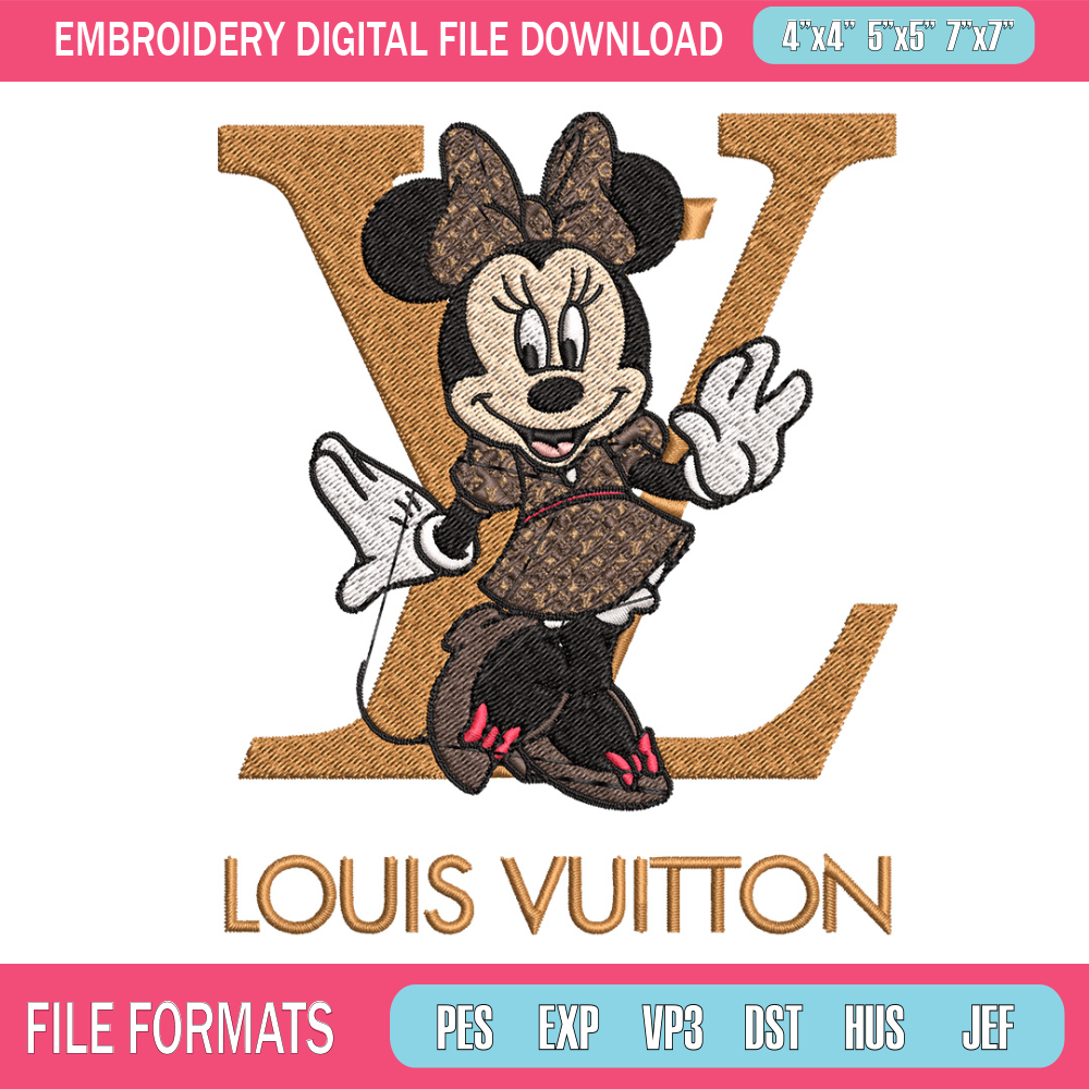 Minnie smile lv Embroidery Design, Lv Embroidery, Embroidery File, Brand Embroidery, Logo shirt, Digital download.jpg