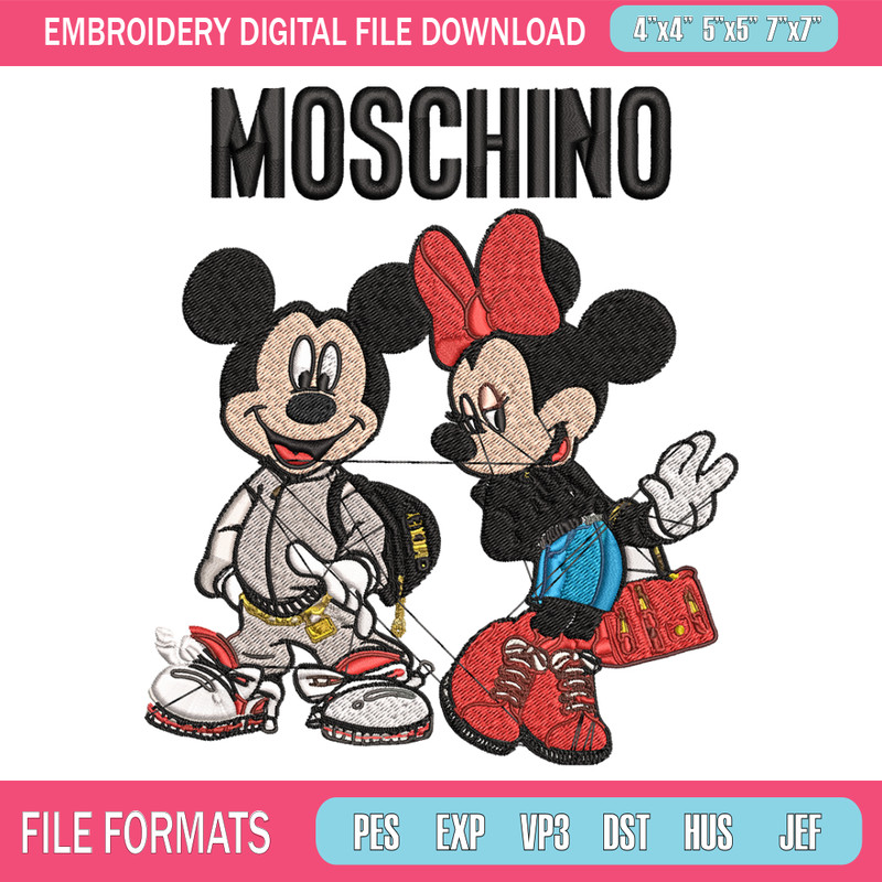 Moschino Mickey and Minnie mouse Embroidery design, Disney Embroidery, cartoon design, Embroidery File, Digital download.jpg