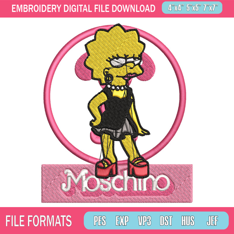Moschino Milano Lisa Simpson Embroidery design, Simpson Embroidery, cartoon design, Embroidery File, Digital download..jpg