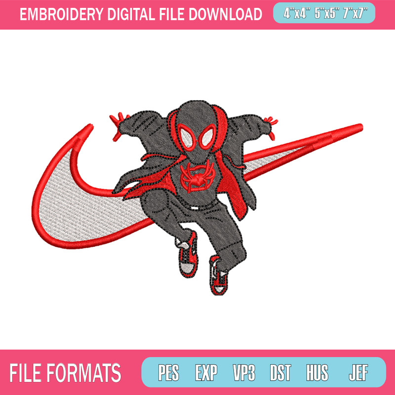 Nike Black Spiderman embroidery design, Black Spiderman embroidery, Nike design, movie design, Digital download.jpg