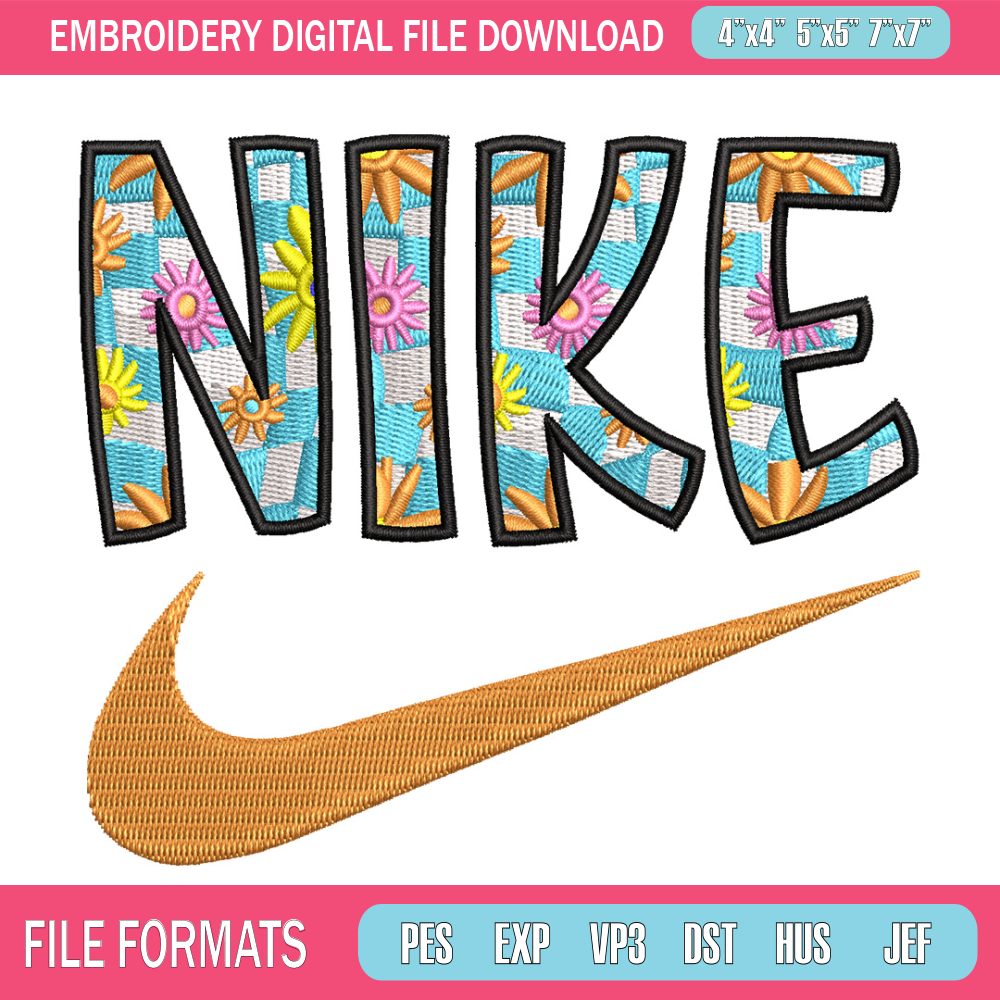 Nike flower embroidery design, Flower embroidery, Nike design, Embroidery shirt, Embroidery file,Digital download.jpg