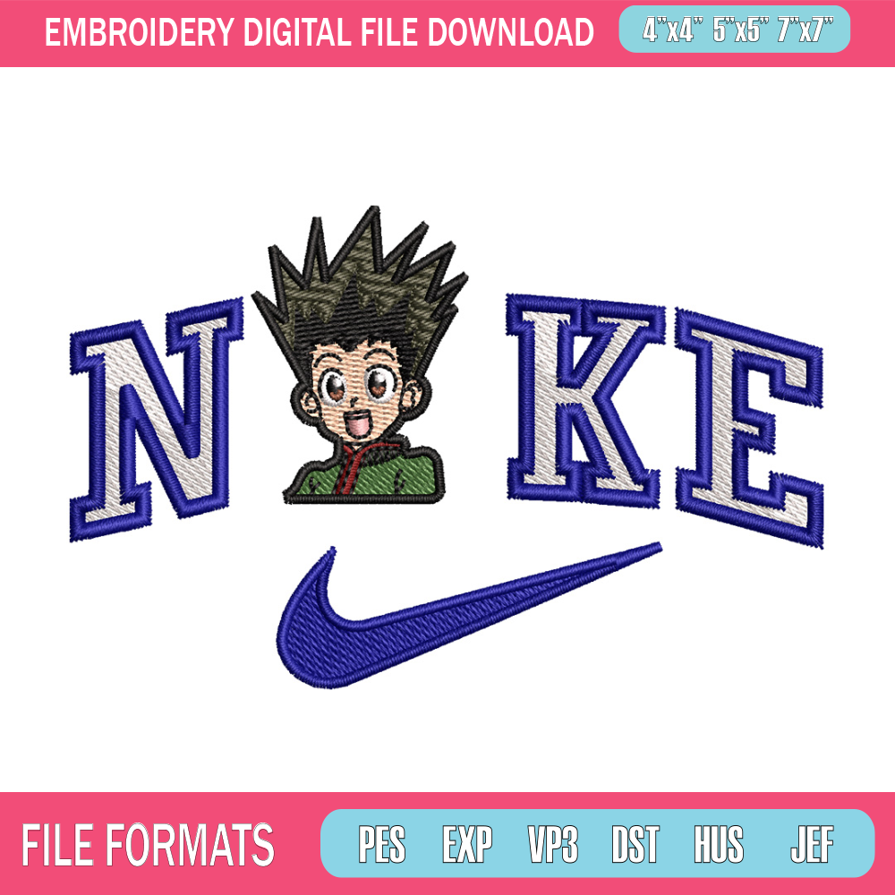 Nike gon embroidery design, Hunter x hunter embroidery, Nike design,Embroidery file,Embroidery shirt,Digital download.jpg