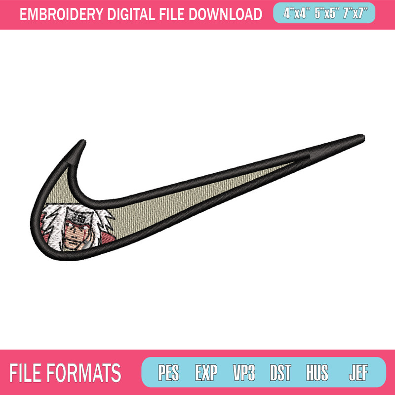 Nike jiraiya embroidery design, Naruto embroidery, Emb design, Embroidery shirt, Embroidery file, Digital download.jpg