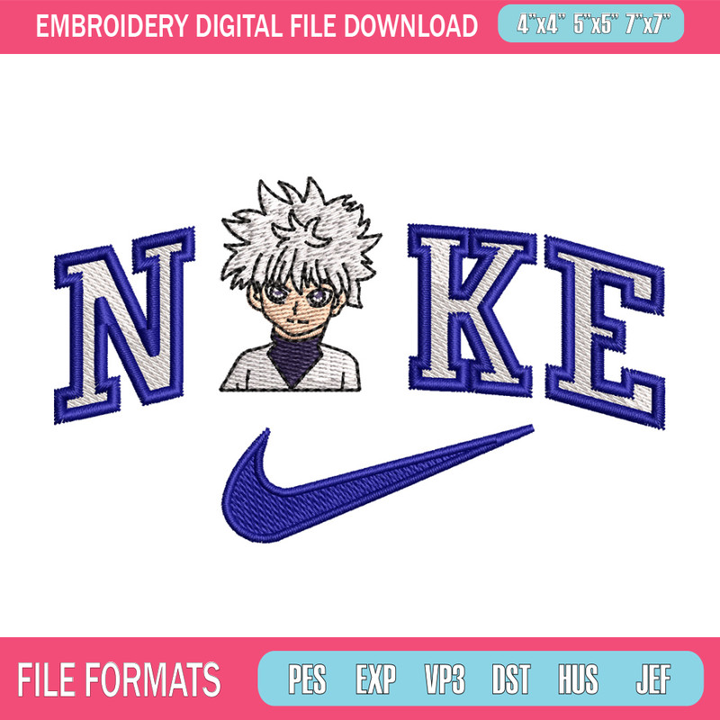 Nike Killua embroidery design, HxH embroidery, Nike design, Embroidery shirt, Embroidery file, Digital download.jpg