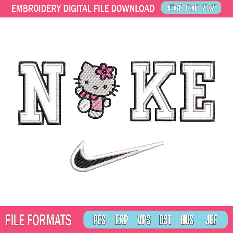 Nike kitty embroidery design, Hello kitty embroidery, Emb design, Embroidery shirt, Embroidery file, Digital download.jpg