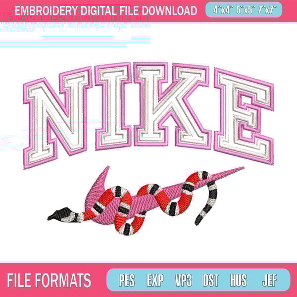 Nike snake embroidery design, Snake embroidery, Nike design, Embroidery shirt, Embroidery file, Digital download.jpg