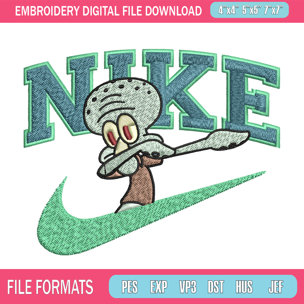 Nike Squidward Embroidery Design, Spongebob Embroidery, Nike Embroidery, Embroidery File, Logo shirt, Digital download.jpg