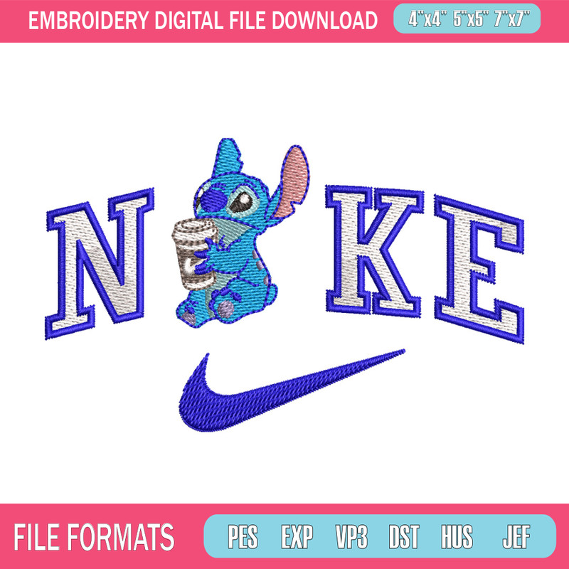 Nike stitch coffee embroidery design, Stitch embroidery, Nike design,Embroidery shirt, Embroidery file, Digital download.jpg