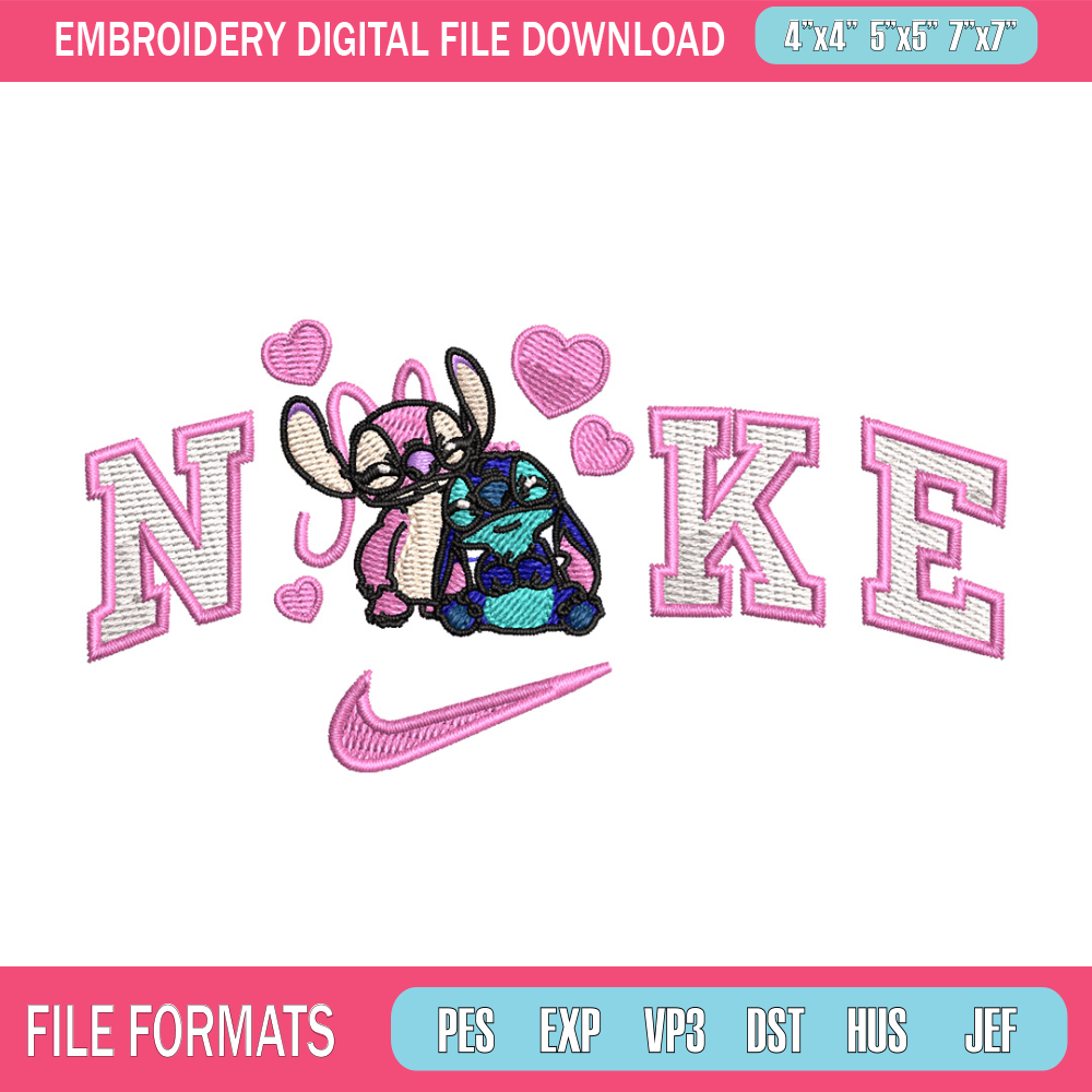 Nike stitch love embroidery design, Stitch embroidery, Nike design, Embroidery file,Embroidery shirt, Digital download.jpg