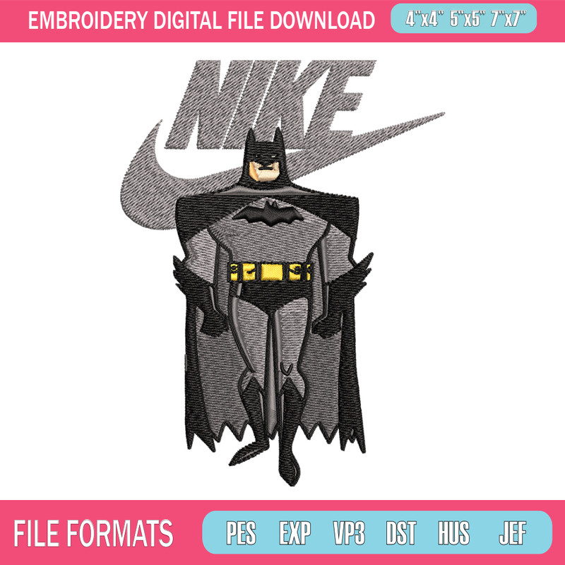 Nike Swoosh Batman Embroidery design, Batman cartoon Embroidery, Nike design, Embroidery file, Instant download..jpg