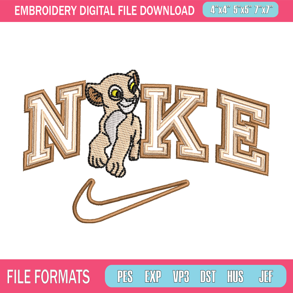 Nike tiger embroidery design, Lion king embroidery, Nike design,Embroidery file,Embroidery shirt,Digital download.jpg