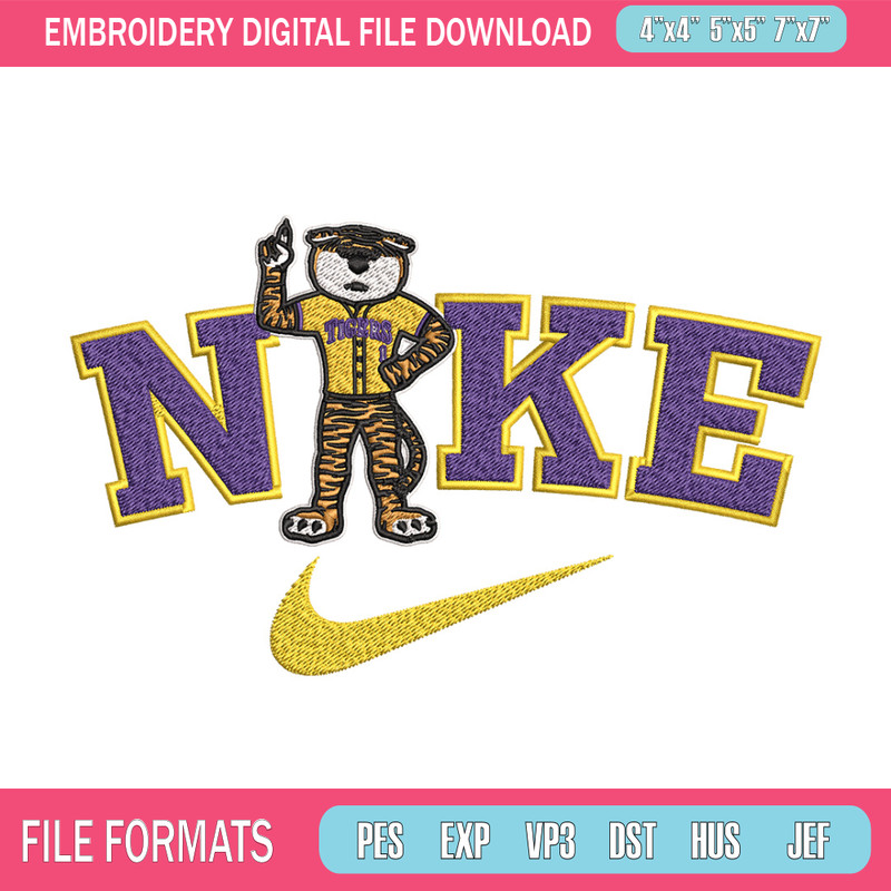 Nike tigers embroidery design, Sport embroidery, Nike design, Embroidery file, Embroidery shirt,Digital download.jpg