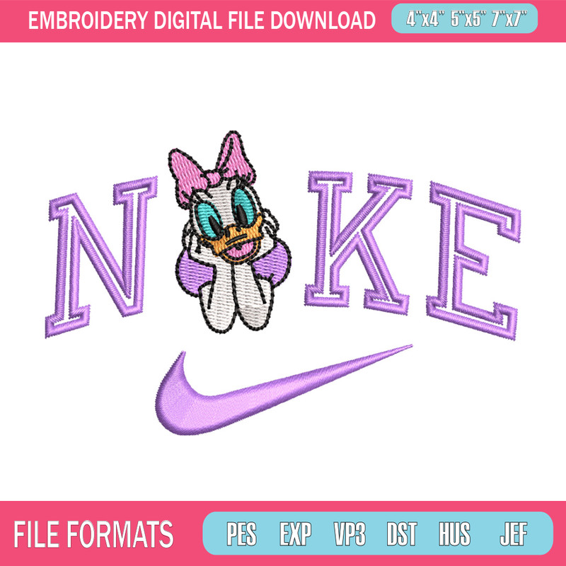 Nike x daisy duck embroidery design, Daisy embroidery, Nike design, Embroidery shirt, Embroidery file, Digital download.jpg