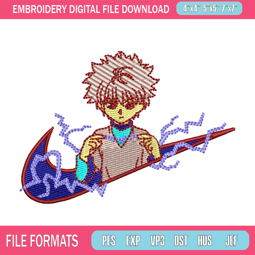 Nike x killua embroidery design, Hxh embroidery, Nike design, Embroidery shirt, Embroidery file, Digital download.jpg