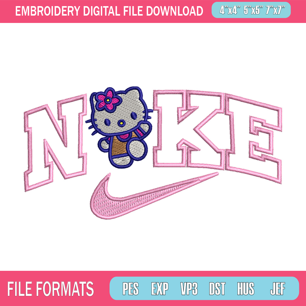 Nike x kitty embroidery design, Hello kitty embroidery, Nike design, Embroidery shirt, Embroidery file, Digital download.jpg