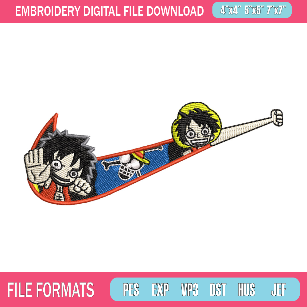 Nike x luffy embroidery design, One piece embroidery, Nike design, Embroidery shirt, Embroidery file, Digital download.jpg