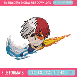 nike todoroki embroidery design, my hero academia embroidery, nike design, anime design, anime shirt, digital download
