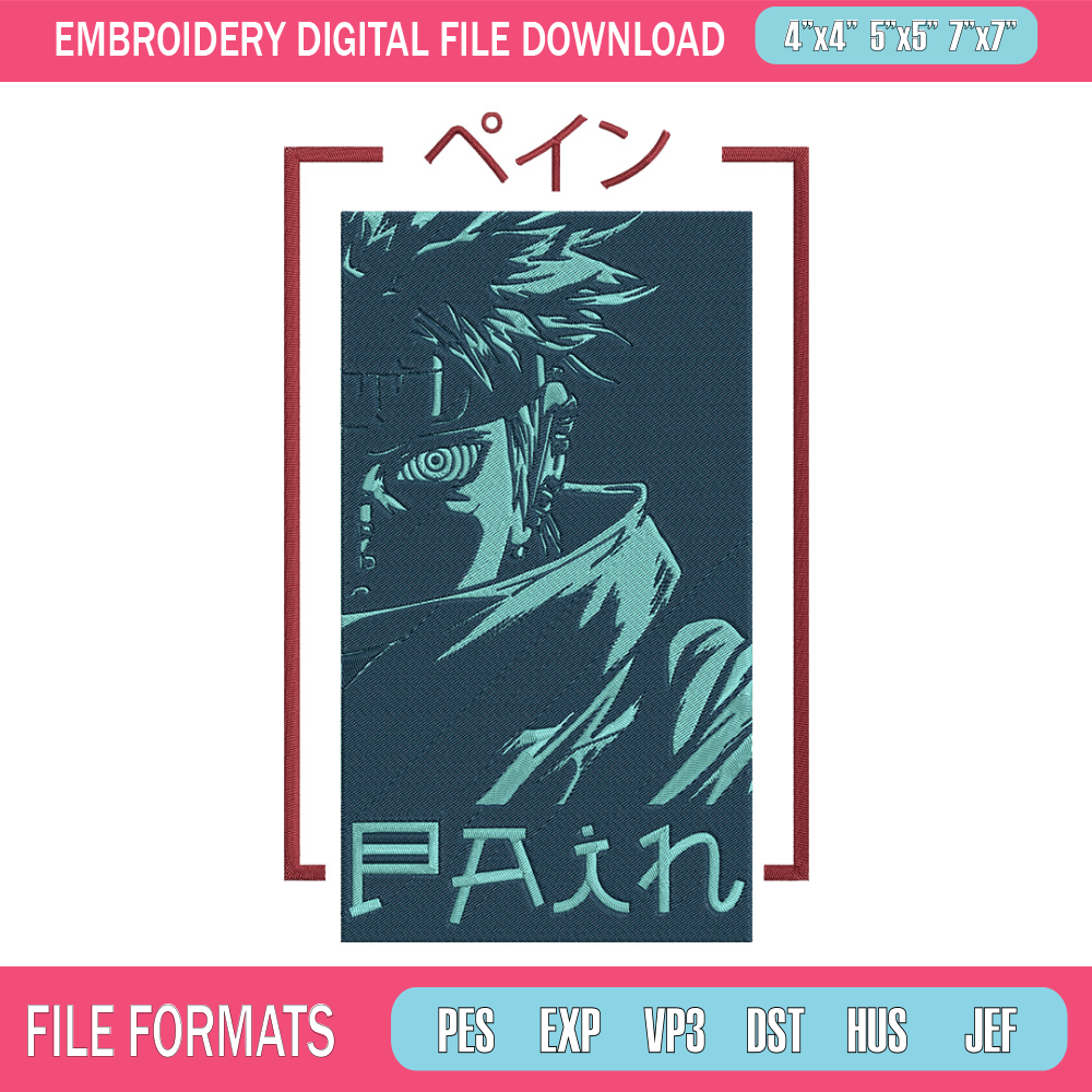 Pain poster Embroidery Design, Naruto Embroidery, Embroidery File, Anime Embroidery, Anime shirt, Digital download..jpg