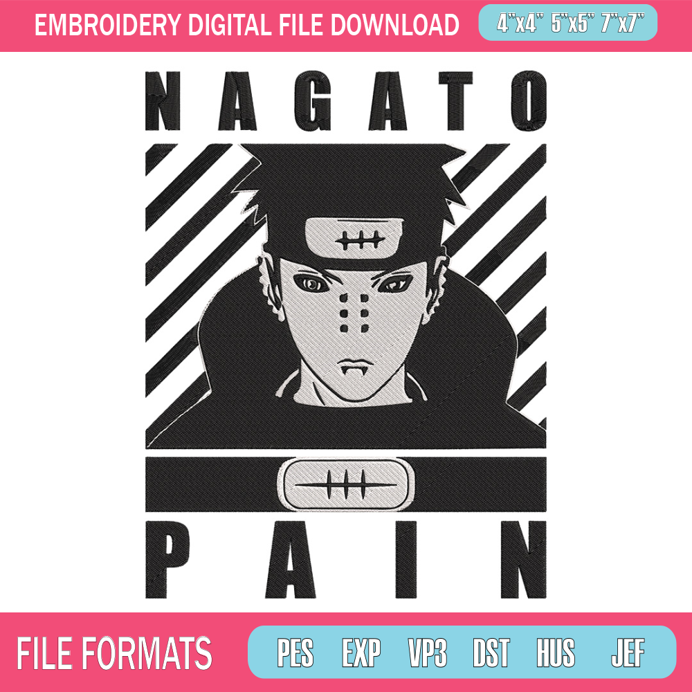 Pain poster Embroidery Design, Naruto Embroidery, Embroidery File, Anime Embroidery, Anime shirt, Digital download.jpg
