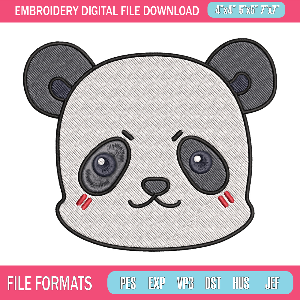Panda face Embroidery Design, Jujutsu Embroidery, Embroidery File, Anime Embroidery, Anime shirt, Digital download.jpg
