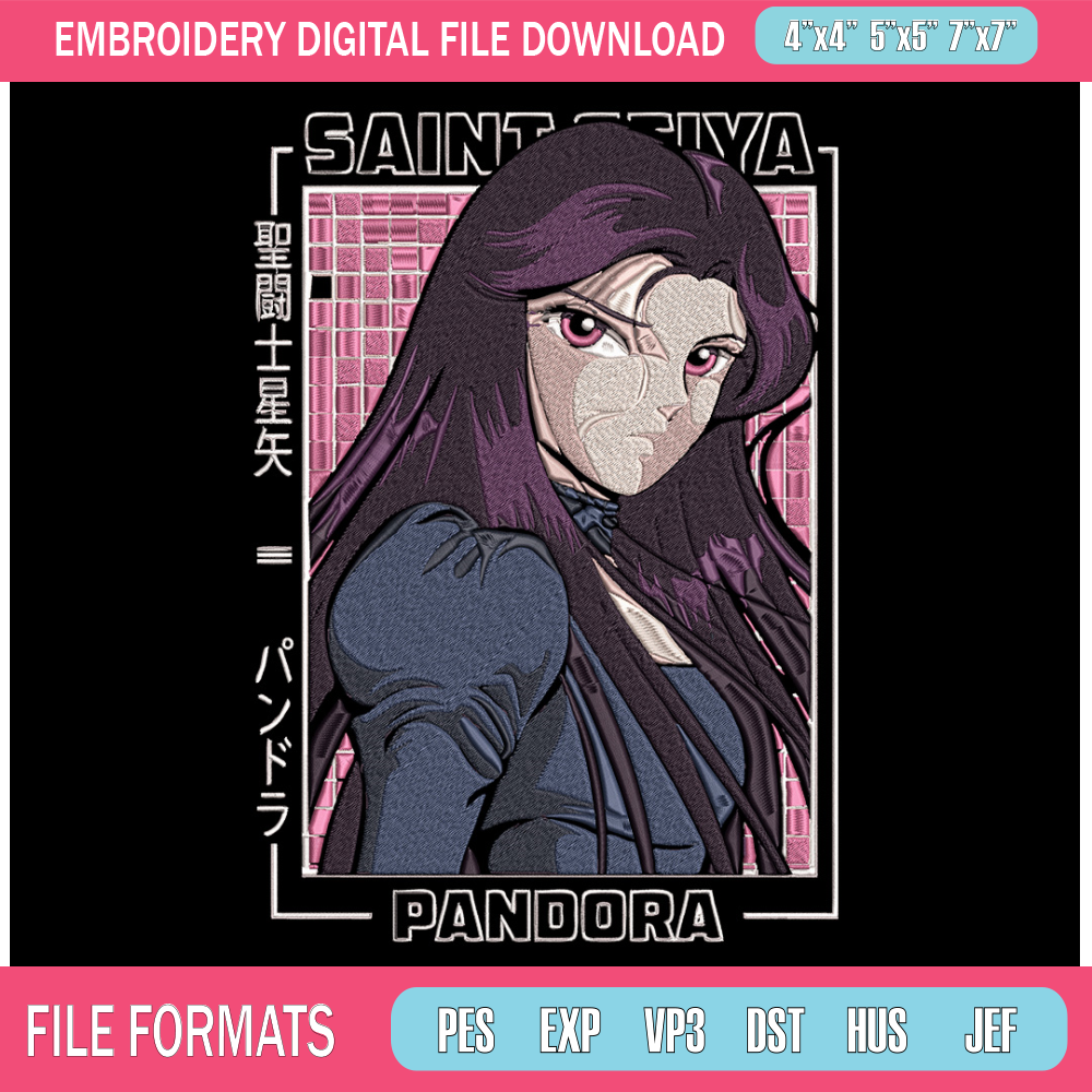 Pandora poster Embroidery Design, Saint Seiya Embroidery, Embroidery File, Anime Embroidery,Anime shirt,Digital download.jpg