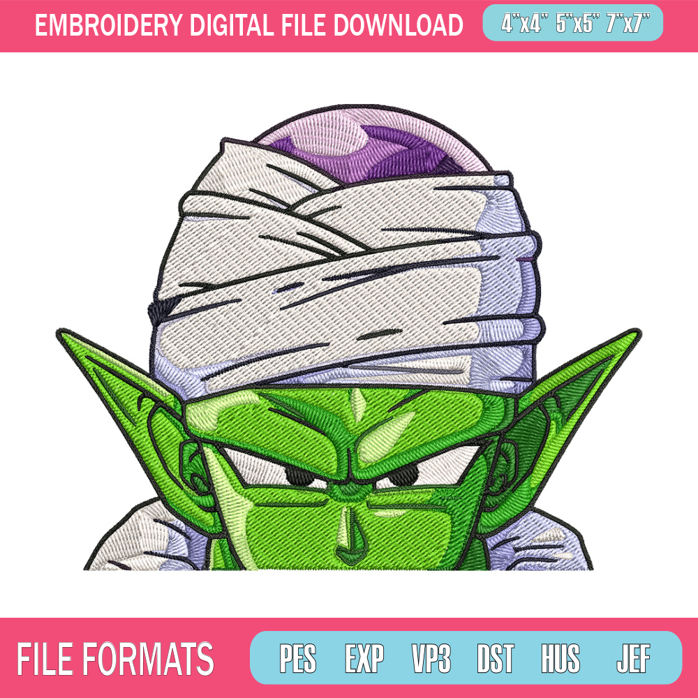 Piccolo Peeker Embroidery Design, Dragonball Embroidery, Embroidery File, Anime Embroidery, Anime shirt,Digital download.jpg