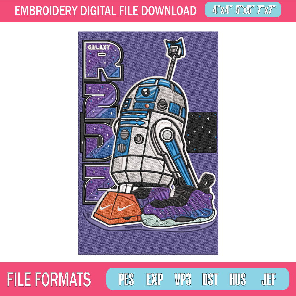 R2 D2 poster Embroidery Design, Star Wars Embroidery, Embroidery File, Anime Embroidery, Anime shirt, Digital download.jpg