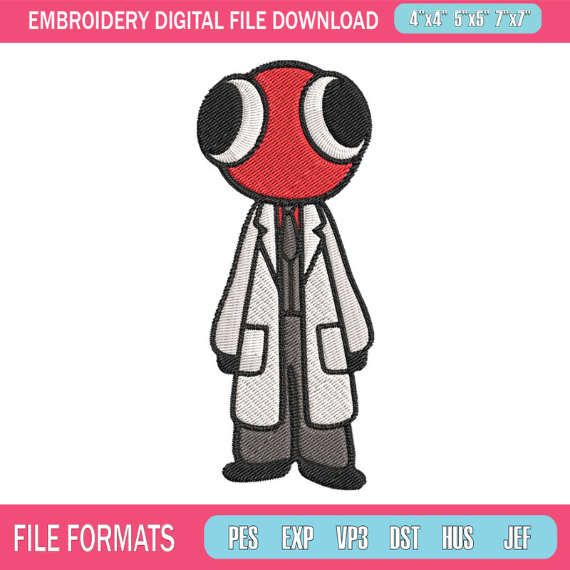 Red Rainbow Embroidery Design, Rainbow Friends Embroidery, Embroidery File, Anime Embroidery, Digital download.jpg