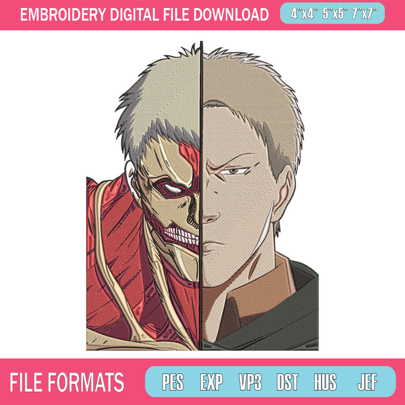 Reiner mode Embroidery Design, Aot Embroidery, Embroidery File, Anime Embroidery, Anime shirt, Digital download.jpg