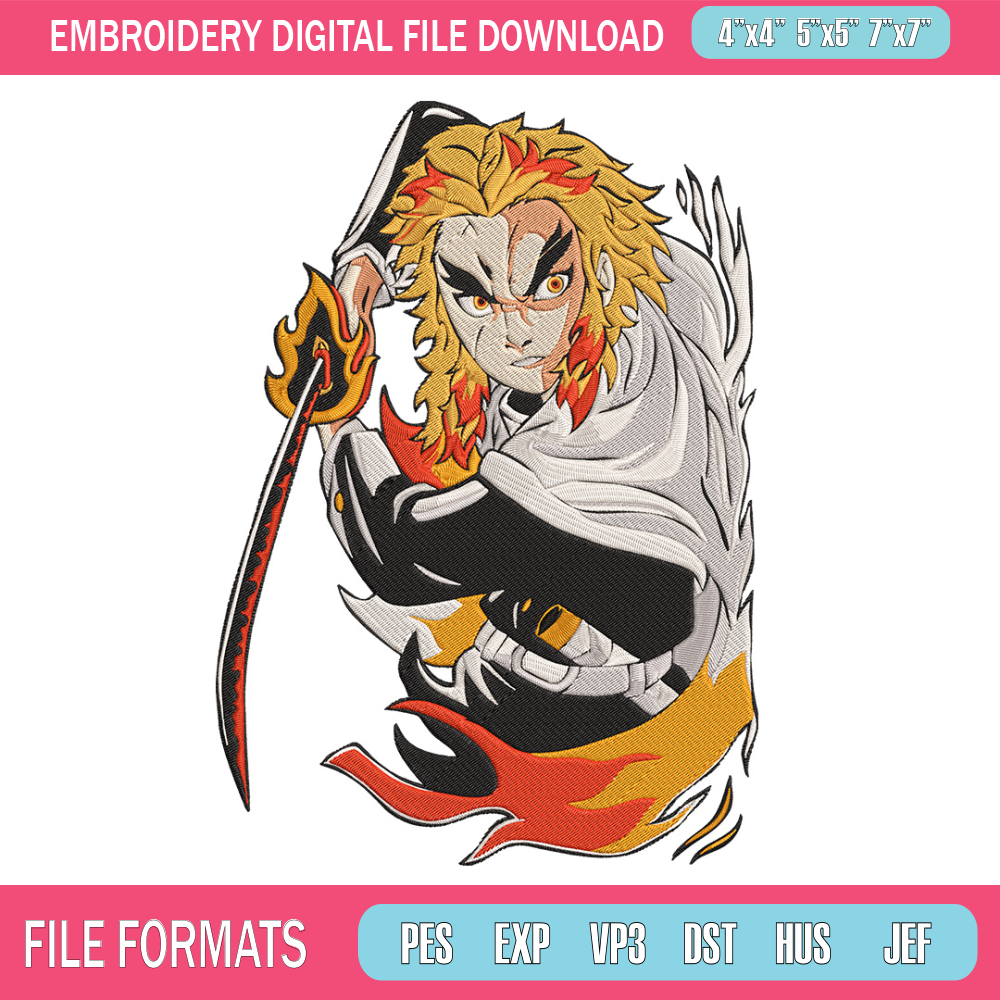 Rengoku poster Embroidery Design, Demon slayer Embroidery, Embroidery File,Anime Embroidery,Anime shirt,Digital download.jpg