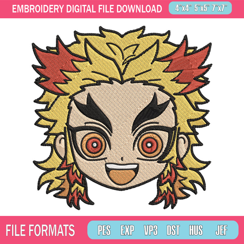 Rengoku sticker Embroidery Design, Demon slayer Embroidery, Embroidery File, Anime Embroidery, Digital download.jpg