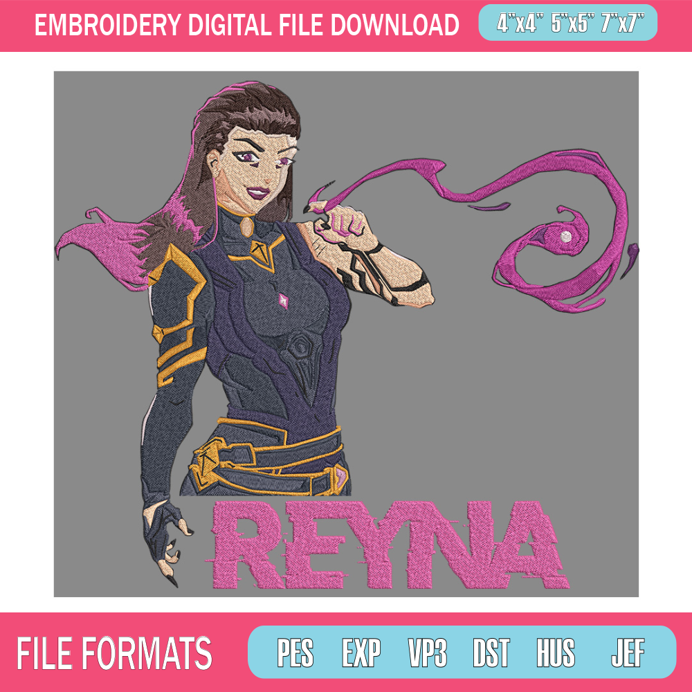 Reyna poster Embroidery Design, Valorant Embroidery, Embroidery File, Anime Embroidery, Anime shirt, Digital download.jpg