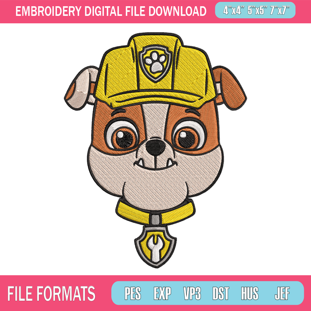 Rubble dog Embroidery Design, Paw patrol Embroidery, Embroidery File, Anime Embroidery, Anime shirt, Digital download.jpg