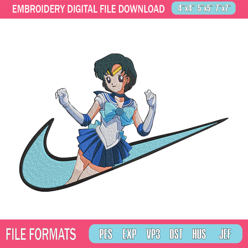 Sailor Mercury Embroidery Design, Sailor moon Embroidery, Embroidery File, Nike Embroidery, Anime shirt,Digital download.jpg