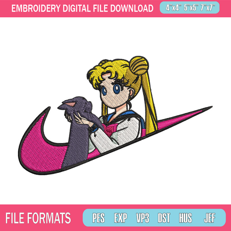 Sailor Moon Embroidery Design, Sailor Moon Embroidery, Embroidery File, Nike Embroidery, Anime shirt, Digital download..jpg