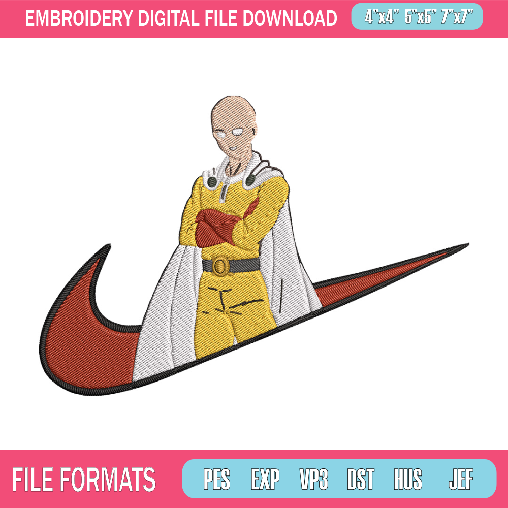 Saitama nike Embroidery Design,One punch man Embroidery, Embroidery File, Nike Embroidery, Anime shirt,Digital download.jpg