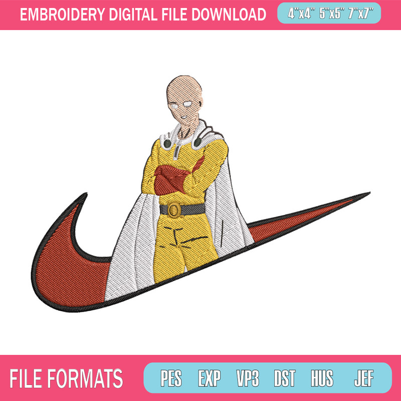 Saitama nike Embroidery Design,One punch man Embroidery, Embroidery File, Nike Embroidery, Anime shirt,Digital download.jpg