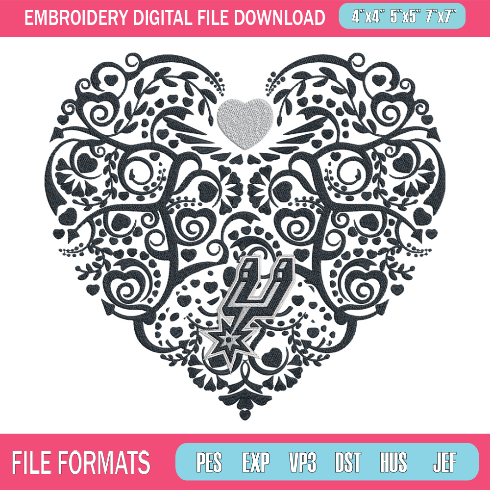 San Antonio Spurs heart embroidery design, NBA embroidery,Sport embroidery,Embroidery design,Logo sport embroidery.jpg