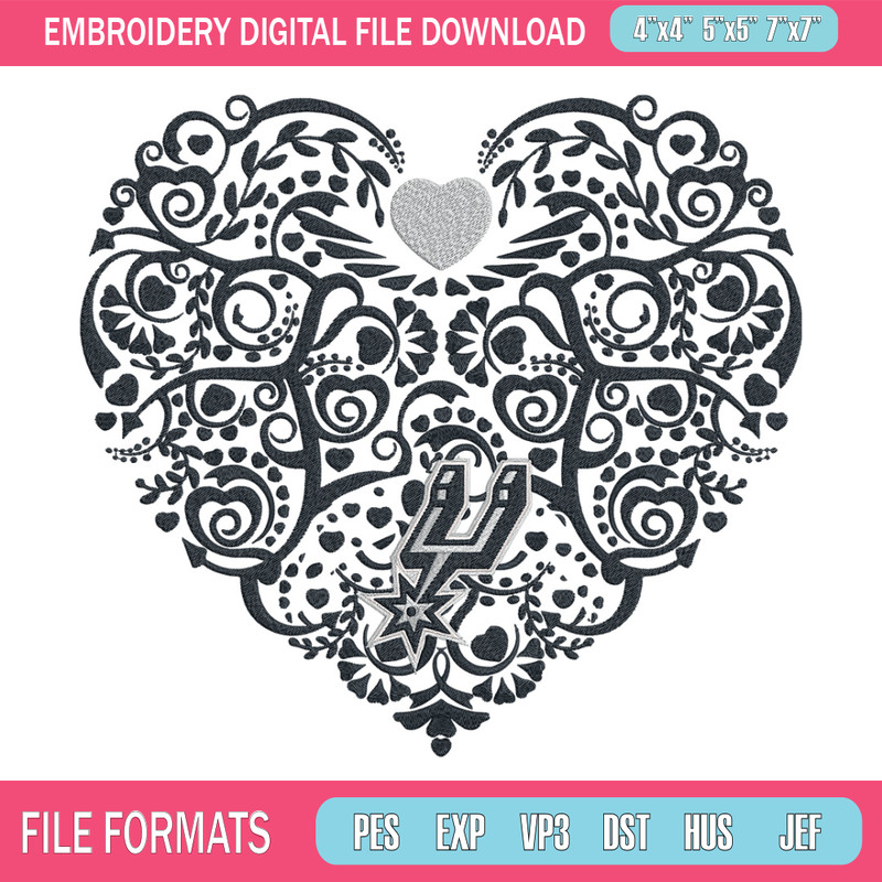 San Antonio Spurs heart embroidery design, NBA embroidery,Sport embroidery,Embroidery design,Logo sport embroidery.jpg