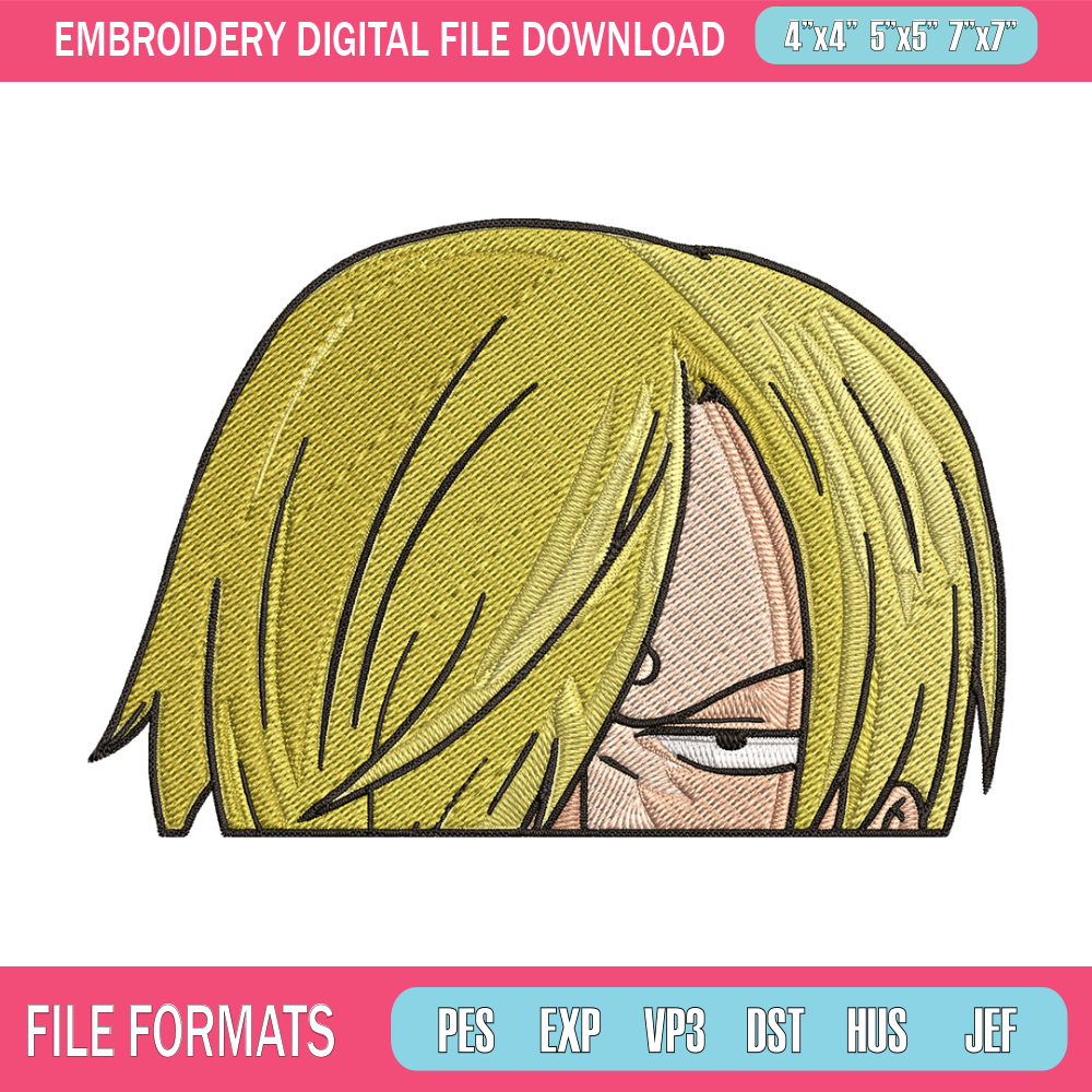 Sanji Peeker Embroidery Design, One piece Embroidery, Embroidery File, Anime Embroidery, Anime shirt, Digital download.jpg