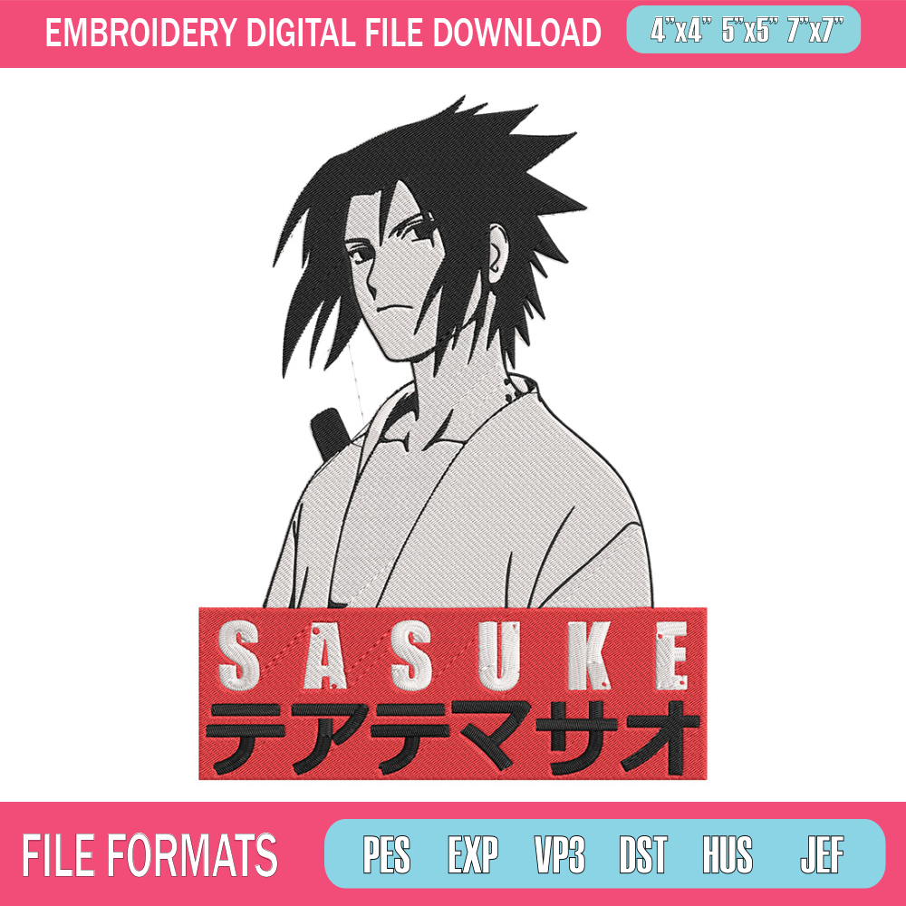 Sasuke poster Embroidery Design, Naruto Embroidery, Embroidery File, Anime Embroidery, Anime shirt, Digital download.jpg