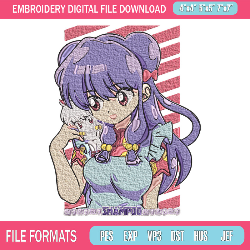 Shampoo ranma Embroidery Design, Ranma Embroidery, Embroidery File, Anime Embroidery, Anime shirt, Digital download.jpg