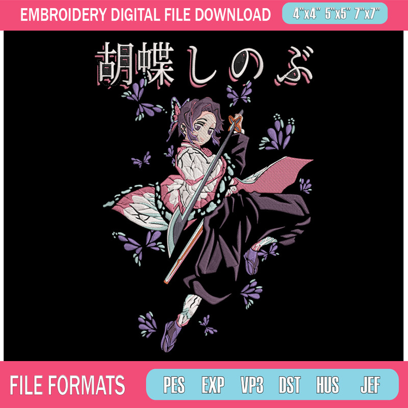 Shinobu Embroidery Design, Demon slayer Embroidery, Embroidery File, Anime Embroidery, Anime shirt, Digital download.jpg