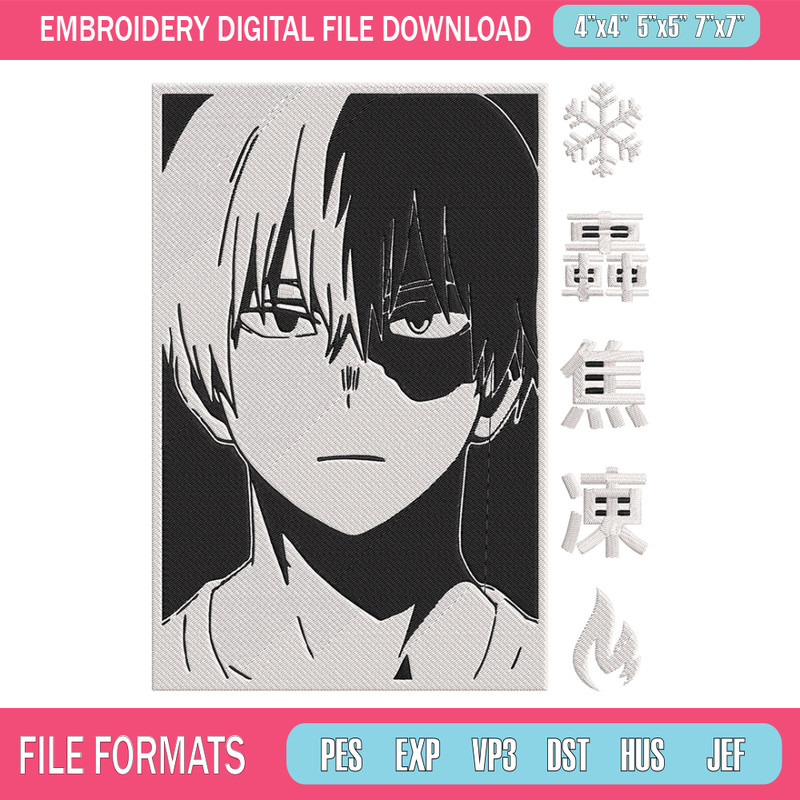 Shouto poster Embroidery Design, Mha Embroidery, Embroidery File, Anime Embroidery, Anime shirt, Digital download.jpg
