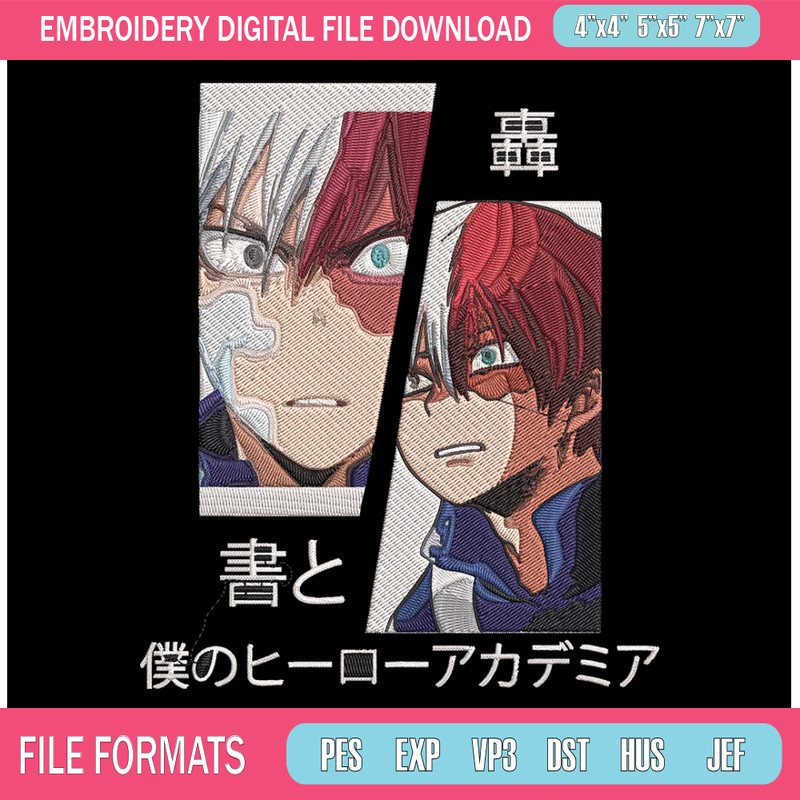 Shouto poster Embroidery Design, Mha Embroidery, Embroidery File, Anime Embroidery, Anime shirt,Digital download.jpg
