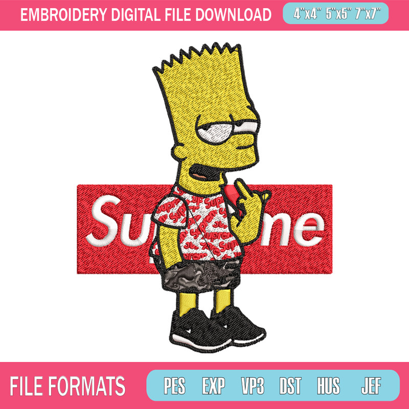 Simpson Supreme Embroidery design, Simpson Embroidery, cartoon design, Embroidery File, cartoon shirt, Instant download. 1.jpg