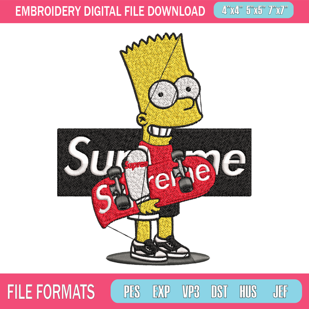 Simpson Supreme Embroidery design, Simpson Embroidery, cartoon design, Embroidery File, logo shirt, Digital download. 1.jpg
