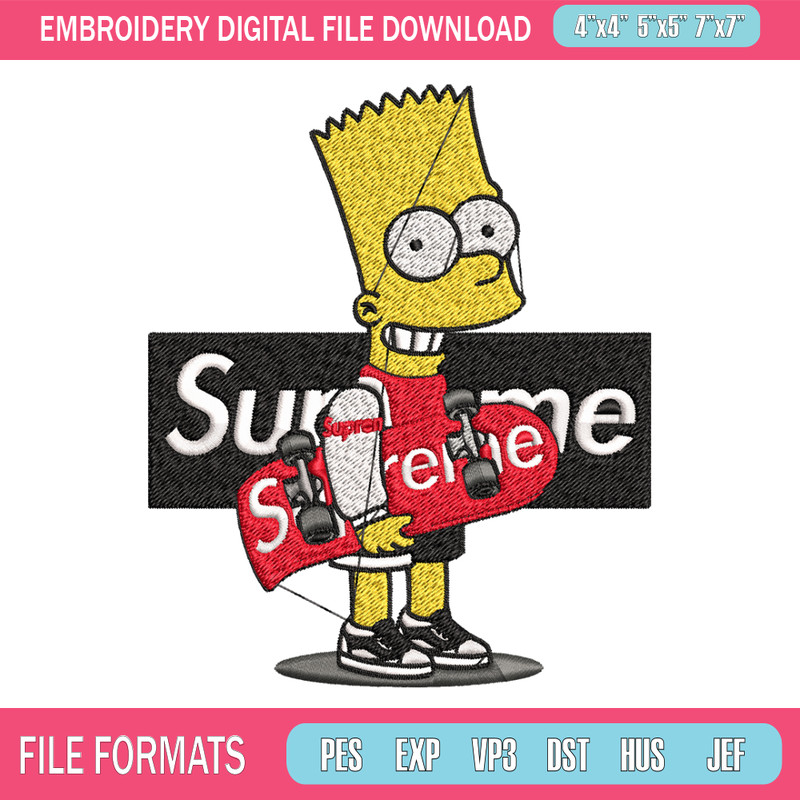 Simpson Supreme Embroidery design, Simpson Embroidery, cartoon design, Embroidery File, logo shirt, Digital download. 1.jpg