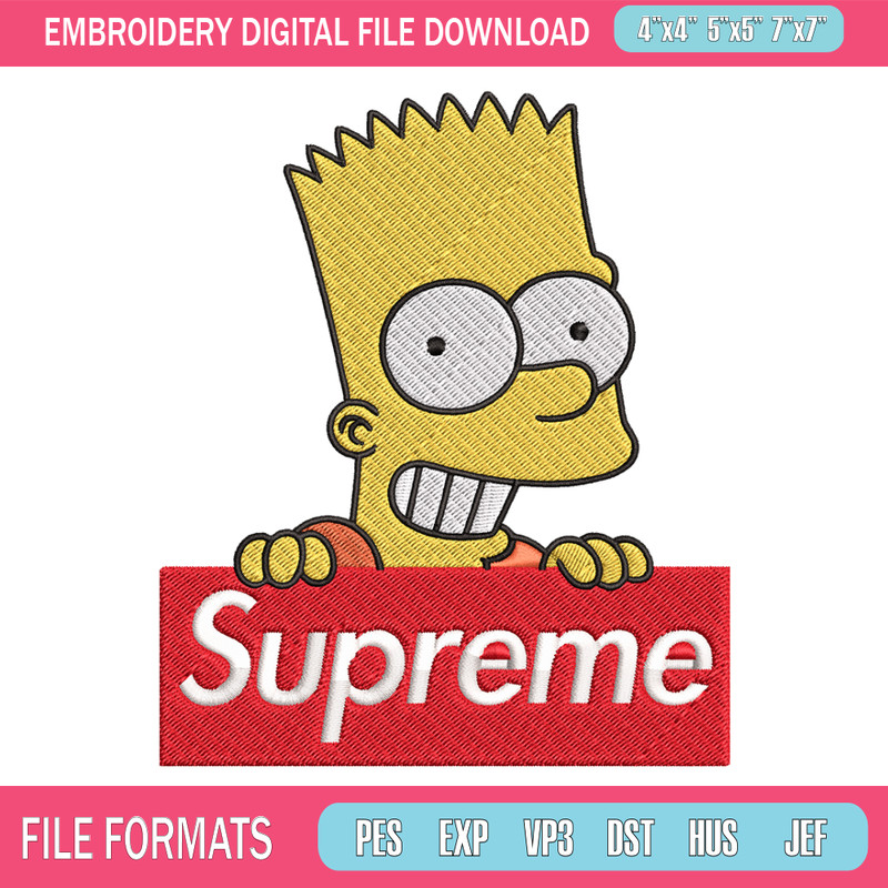 Simpson Supreme Embroidery design, Simpson Embroidery, cartoon design, Embroidery File, logo shirt, Instant download. 1.jpg